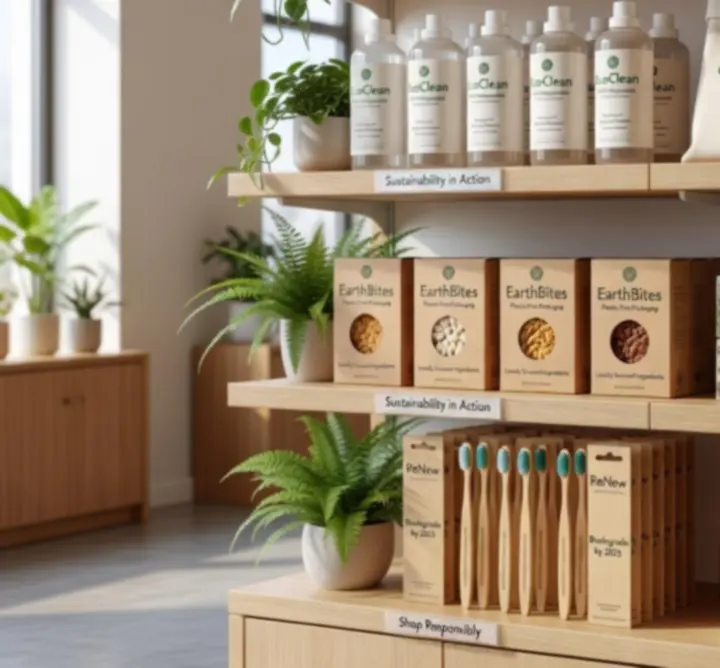 Display of eco-friendly products and packaging options