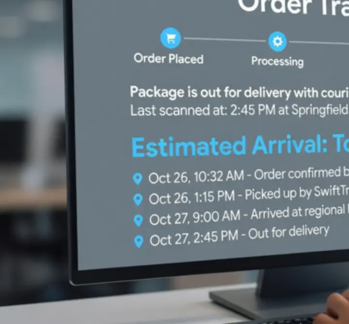 Order tracking interface showing delivery status and progress updates